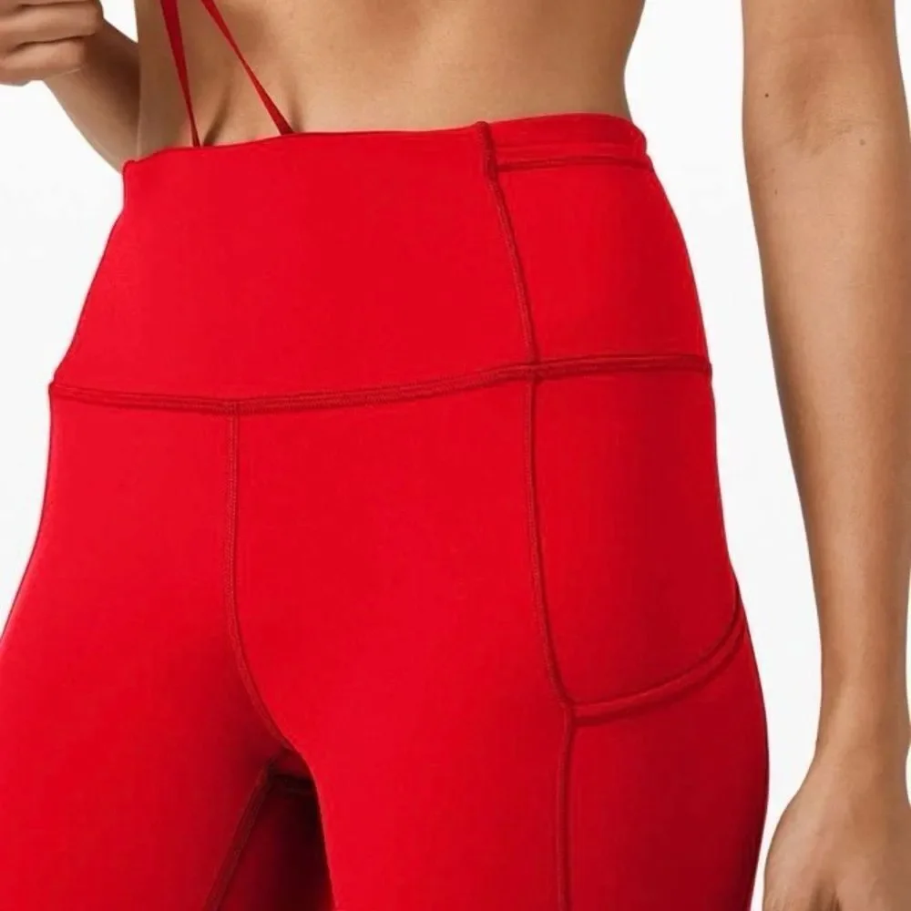 EUC Lululemon Fast Free Red Athletic Bike Short with Pockets - Size 6